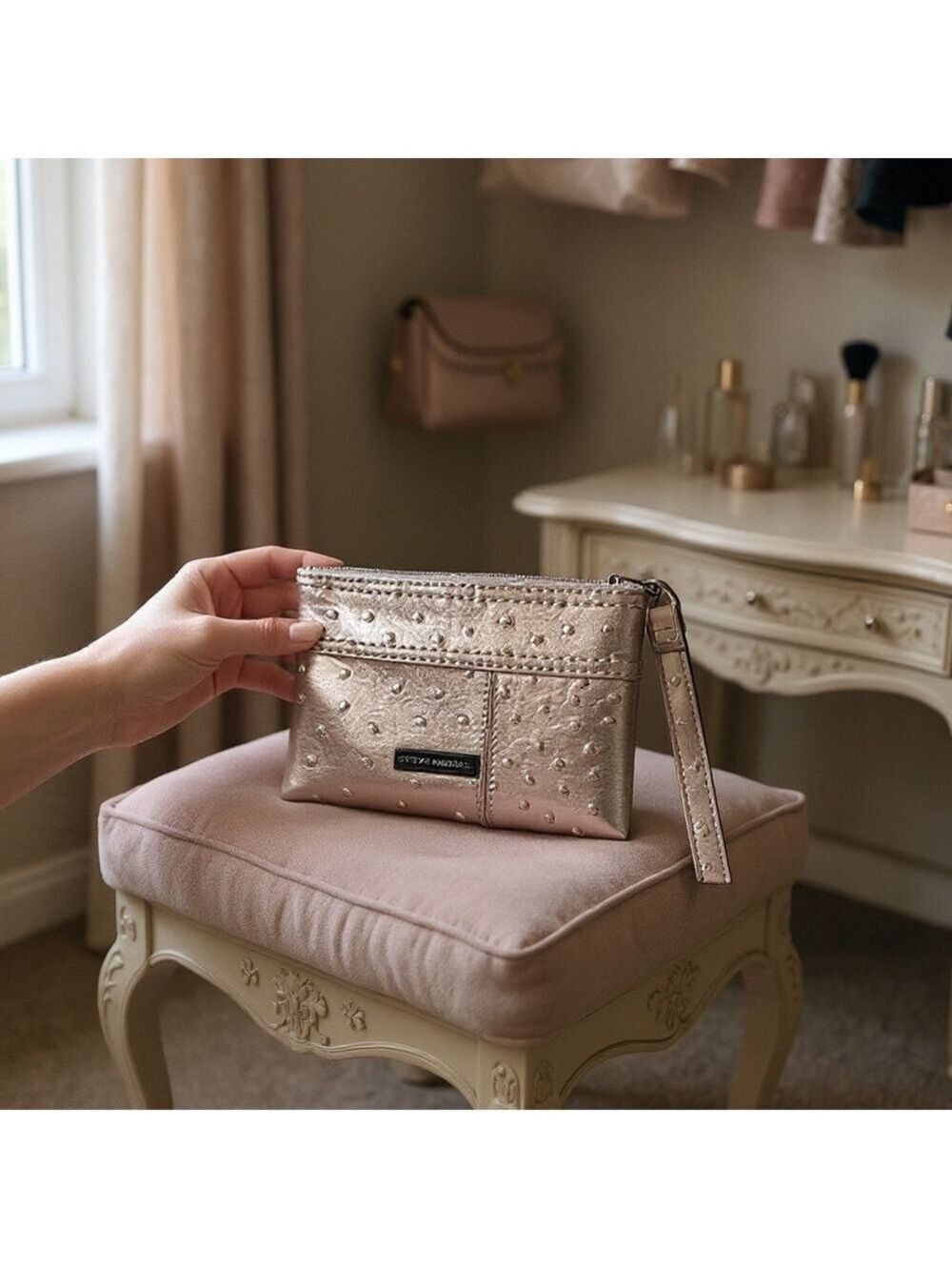 Steve Madden Shimmering Silver Wristlet - Picture 3 of 15